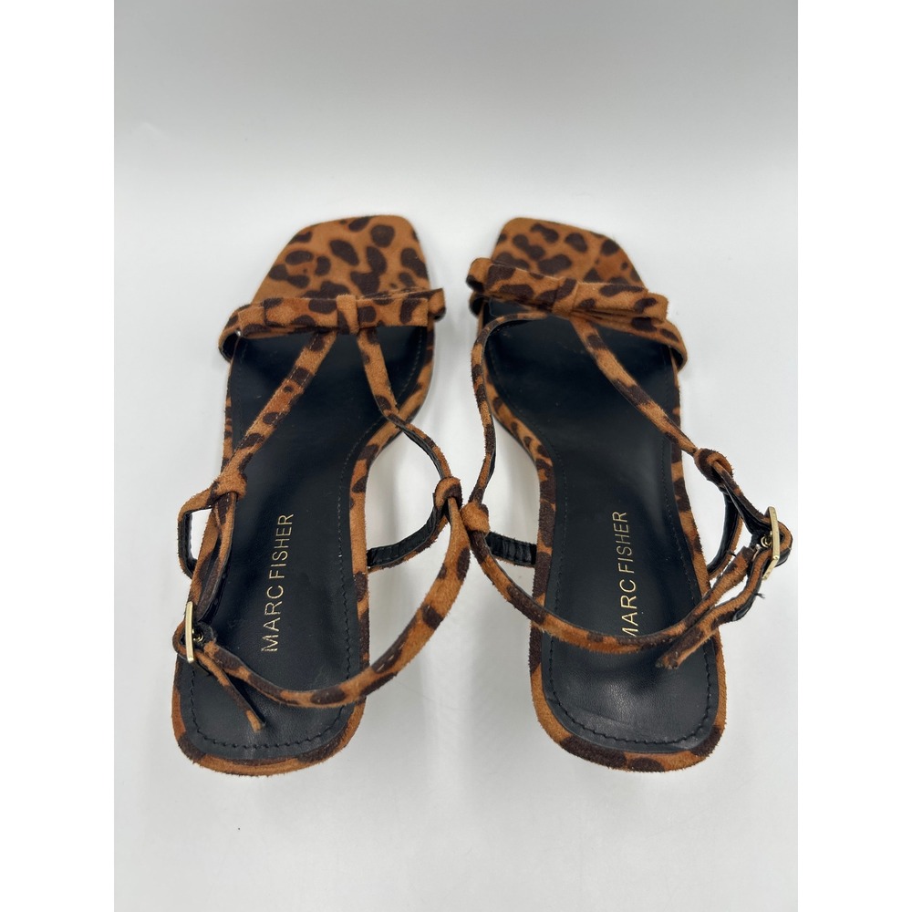Marc Fisher LTD Dalary Leopard Print T-Strap Kitten Heel Sandals Square Toe 8 - Picture 5 of 8